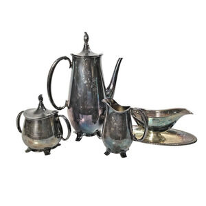 Vtg Rogers Bros 1847 IS Springtime Silverplate 4 Pc Tea Coffee Set 1950s - Great